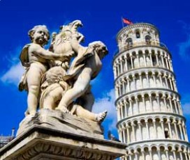 Pisa with Entrance to the Leaning Tower