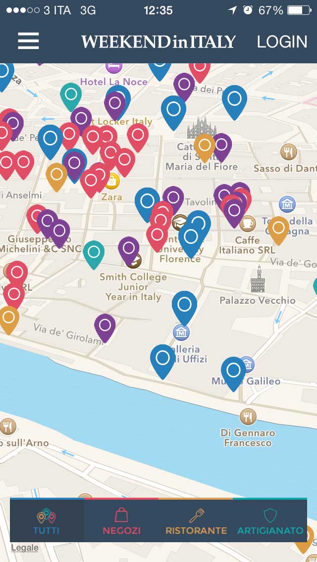 Weekend in Italy App mappa